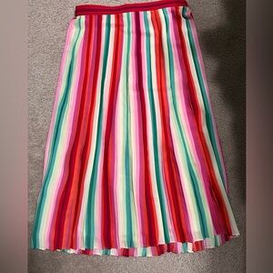 NWOT JCrew Pleated Midi Skirt Sz 00 in Watermelon stripe